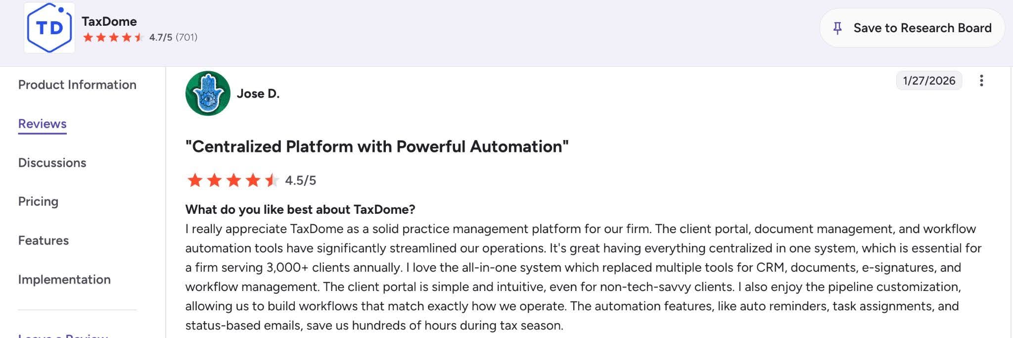review of taxdome by Jose D.