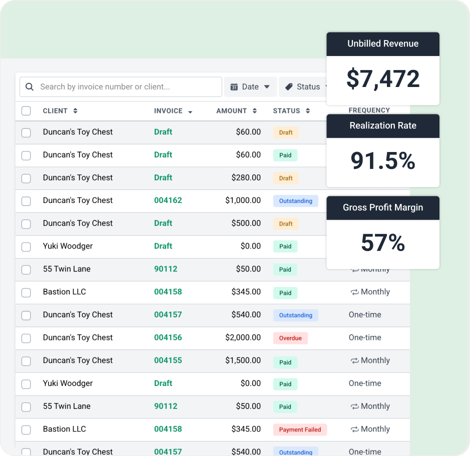Get paid faster with integrated billing and payments Billing product screenshot