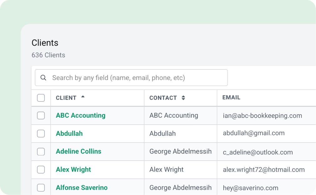 Client CRM screenshot