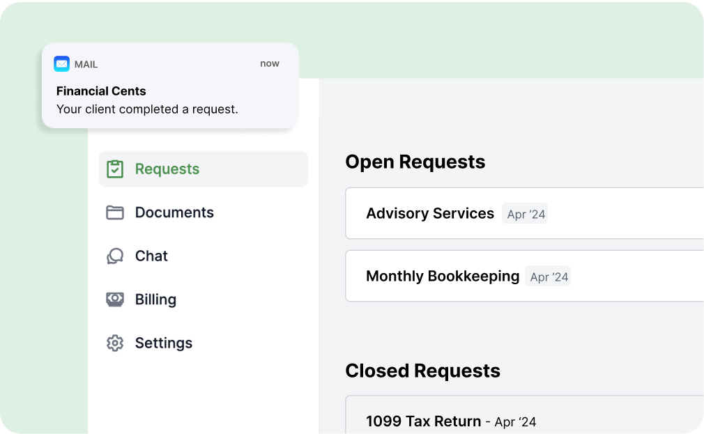 Client portal screenshot