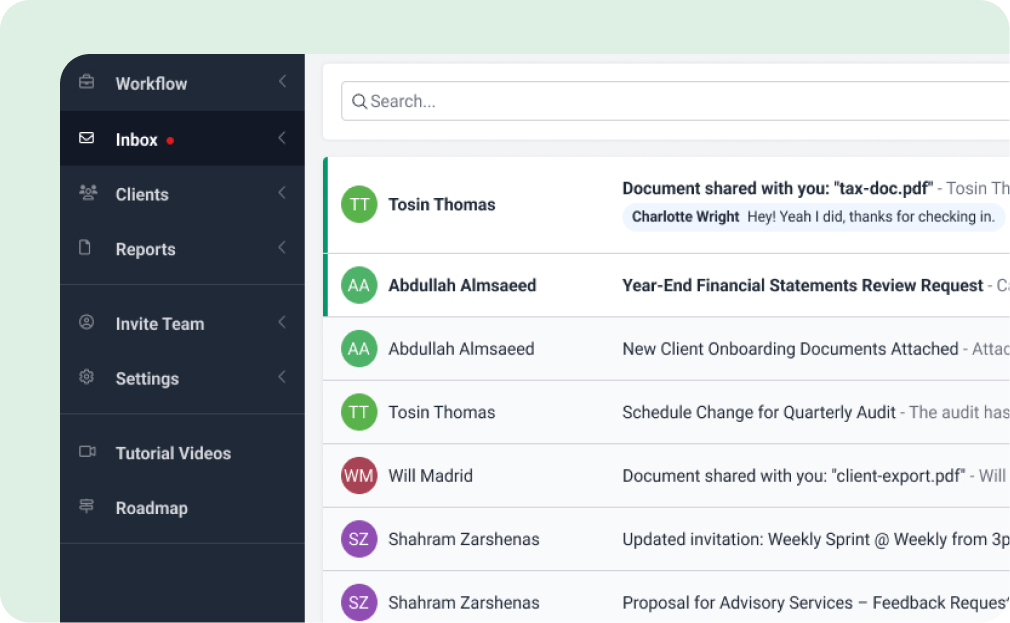 Email integration screenshot