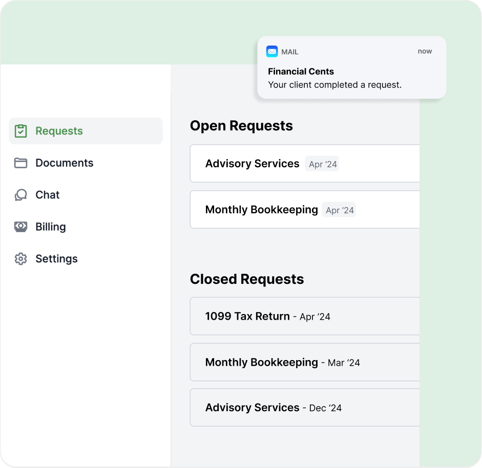 Deliver a seamless client experience with a secure portal Portal product screenshot