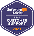 sa-best-customer-support Badge with the text Software Advice Best Customer Support 2023 in white and orange letters on a purple background, highlighting this platform as a top taxdome alternative.