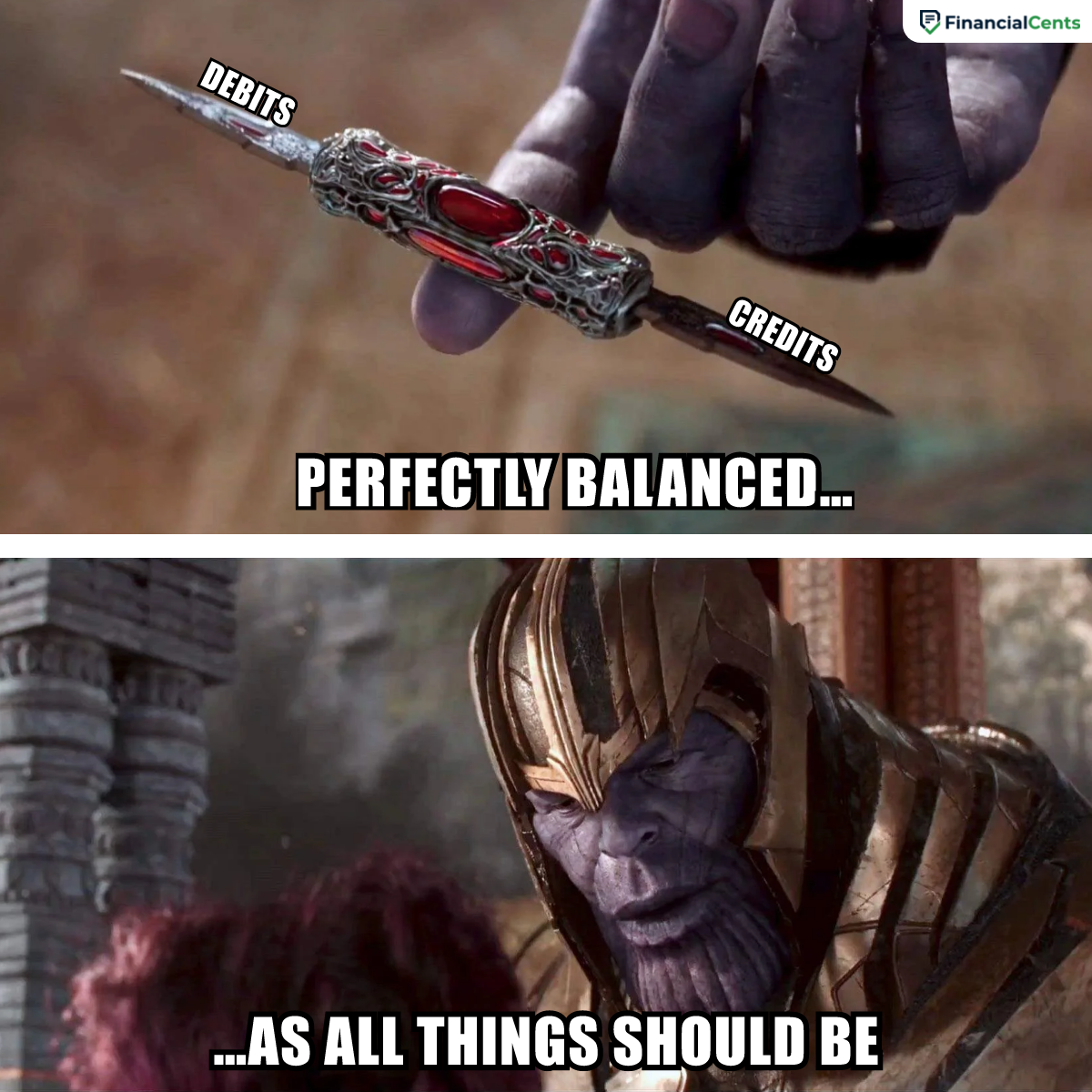thanos perfectly balanced accounting meme