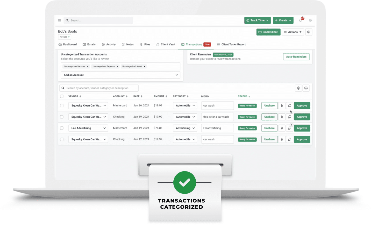 No more complicated spreadsheets and chasing down clients for uncategorized transactions Main banner 1536x937 1