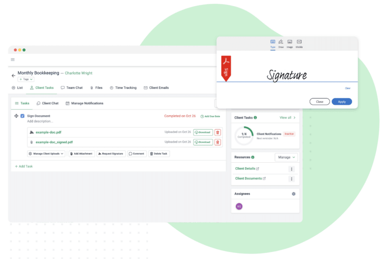 Seamlessly request signatures from within Financial Cents 1 768x519 1