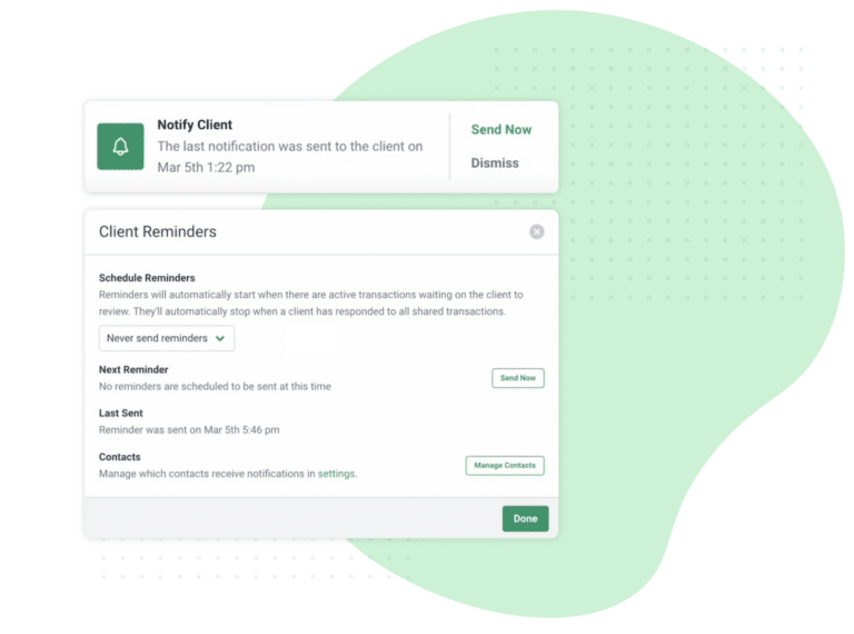 Send auto reminders to get your clients to respond to uncategorized transaction enquiries. 768x570 1