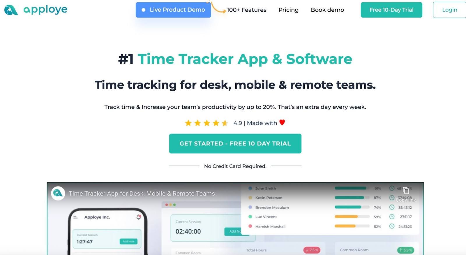Apploye time tracker app and software