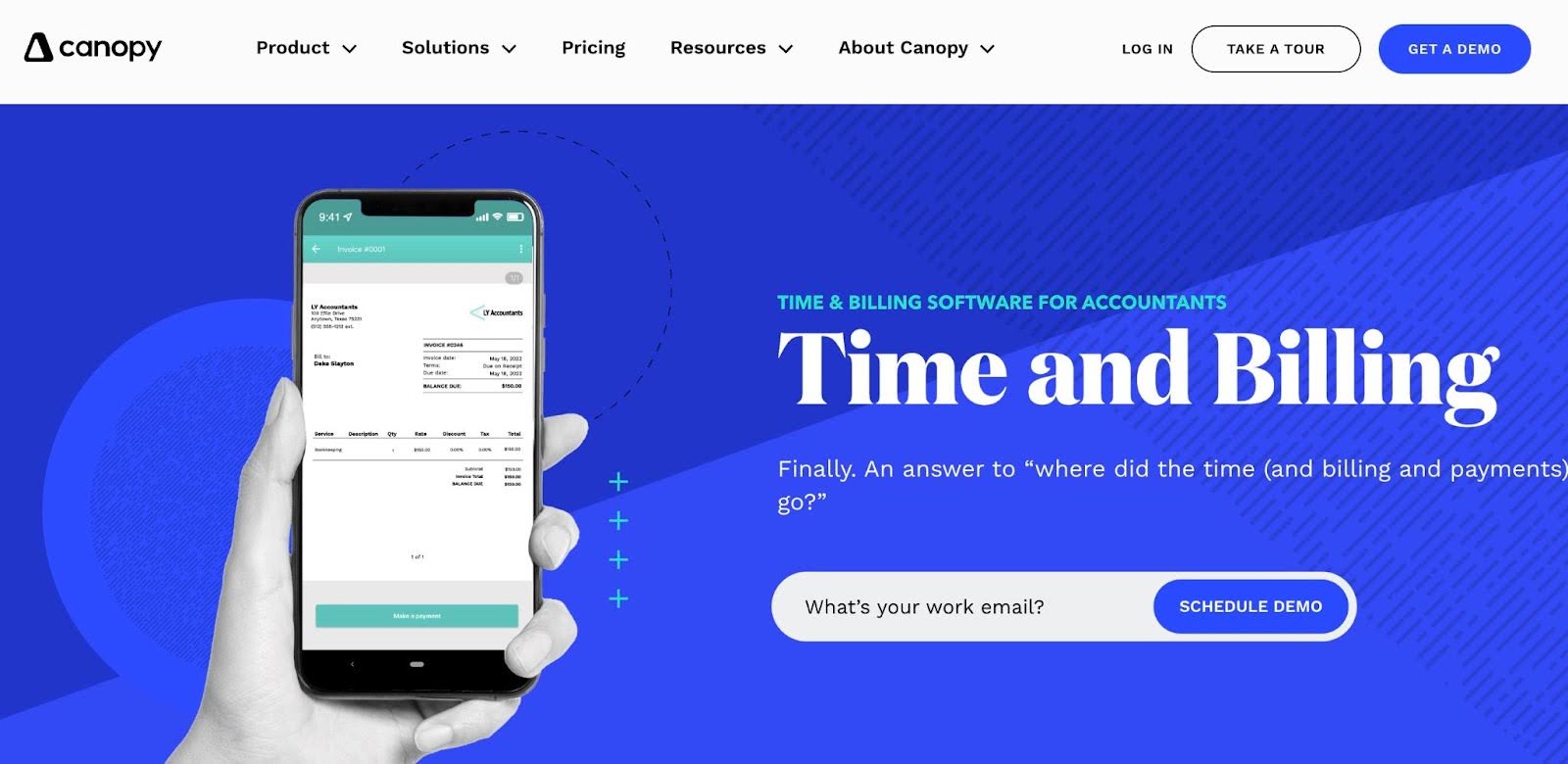 Canopy time and billing feature