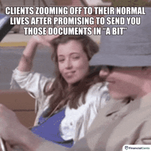 accountant - clients zooming off without sending documents
