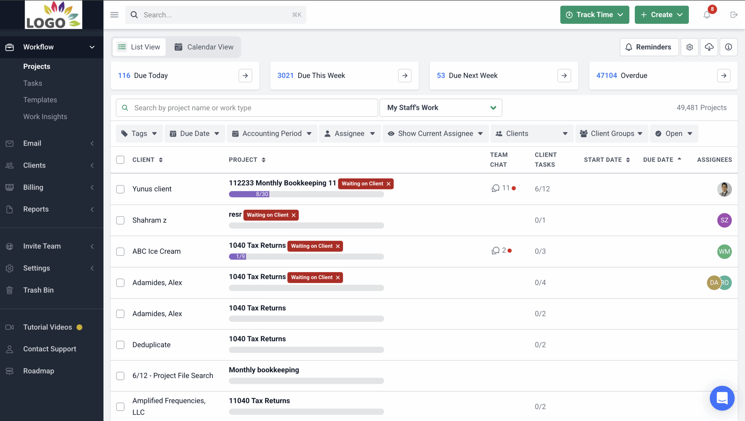 financial cents accounting workflow dashboard