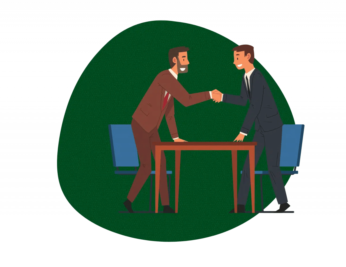 icon showing firm owner and client shaking hands during onboarding