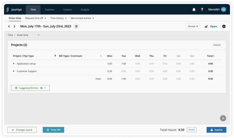 an overview of Journyx dashboard