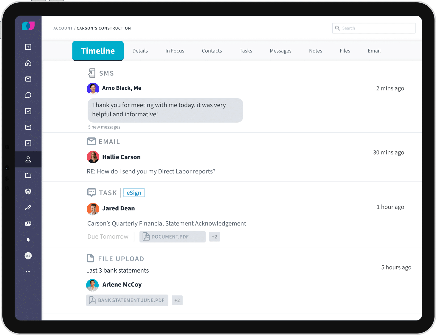 Liscio client dashboard