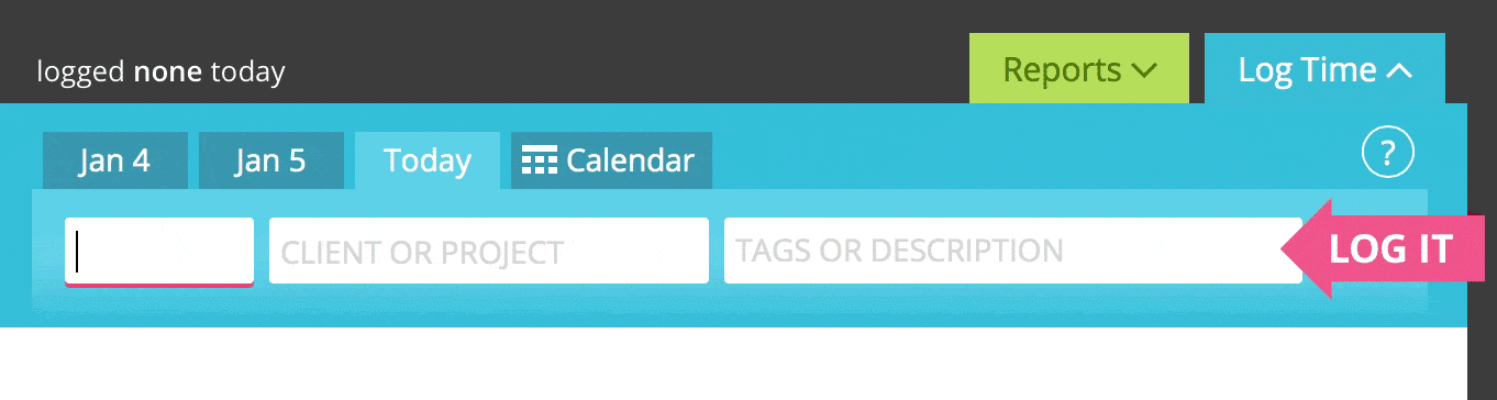 an interface of noko time tracking