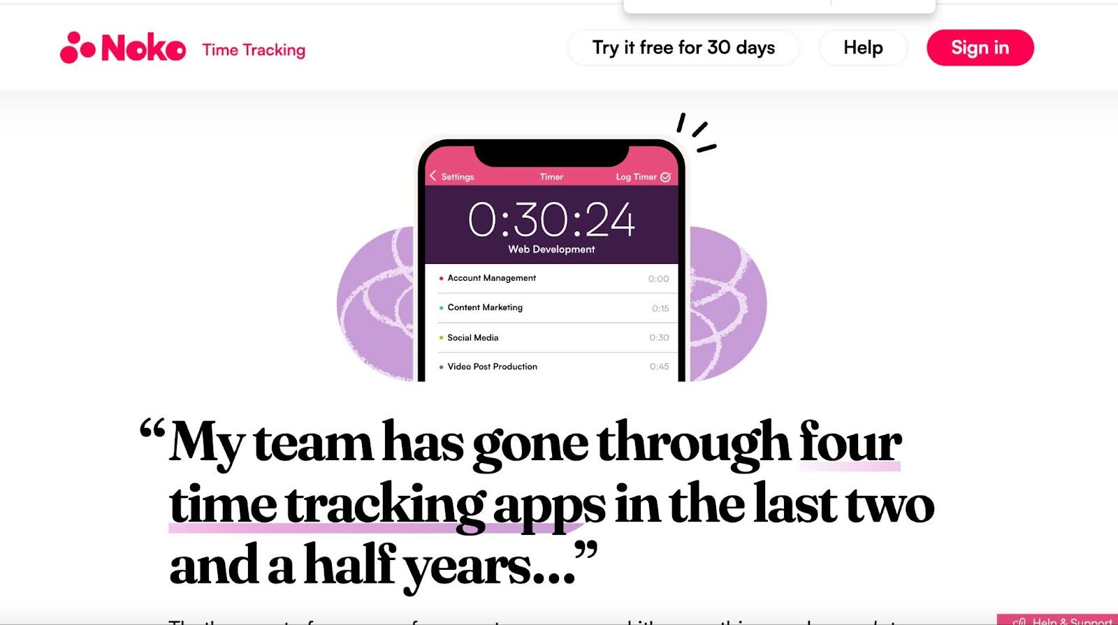 Noko time tracking app