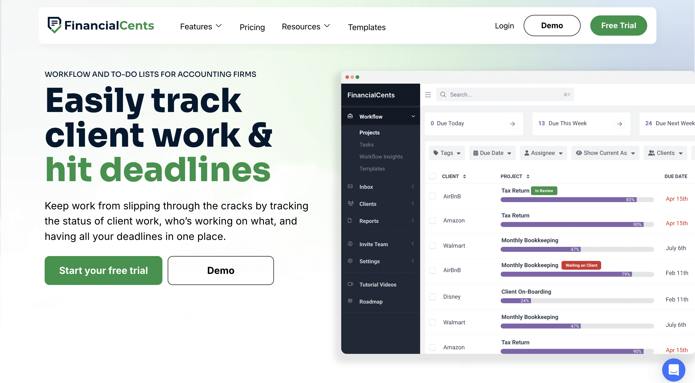 accounting workflow software product page