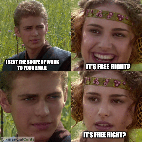 invoicing memes - client thinks it's free