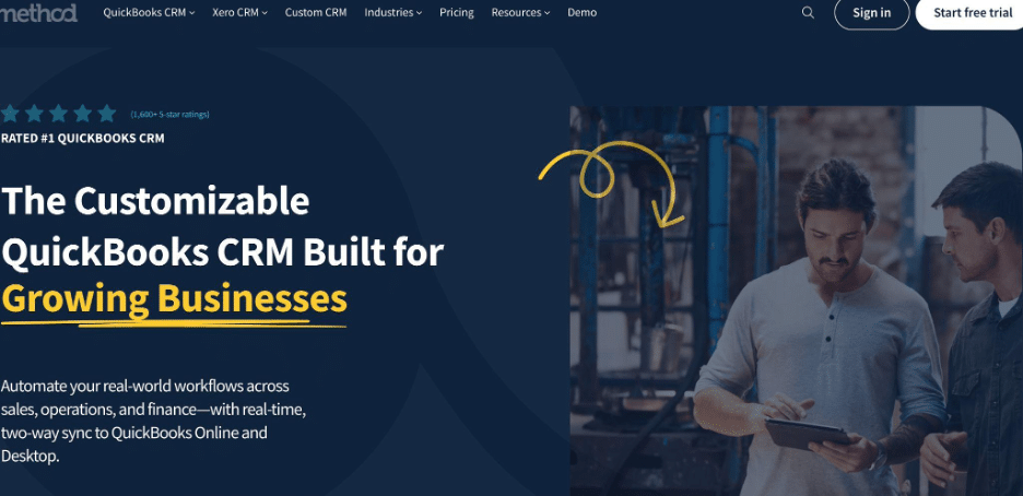 Method customizable QuickBooks CRM homepage