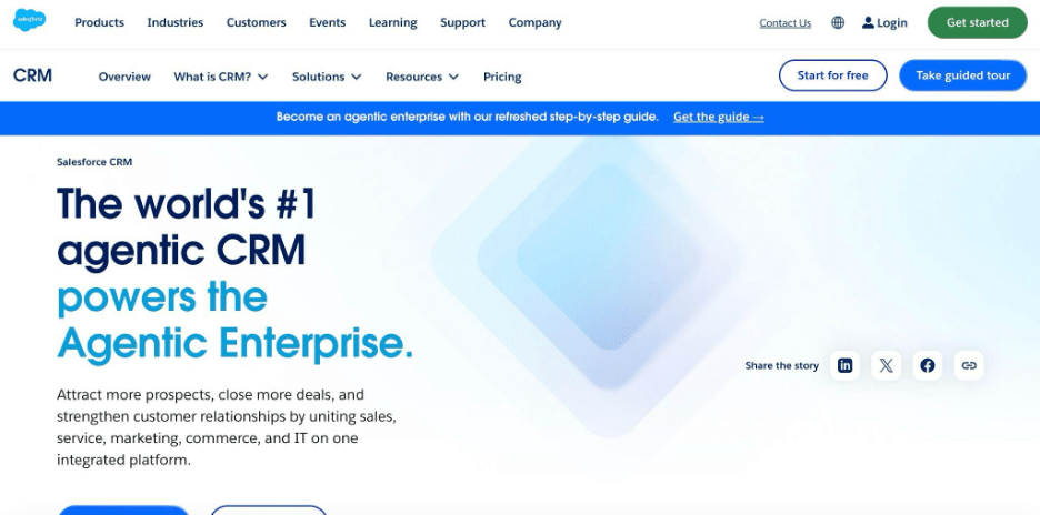 Salesforce agentic CRM homepage
