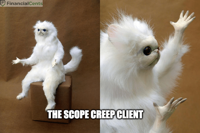 funny meme about client not wanting to pay bills