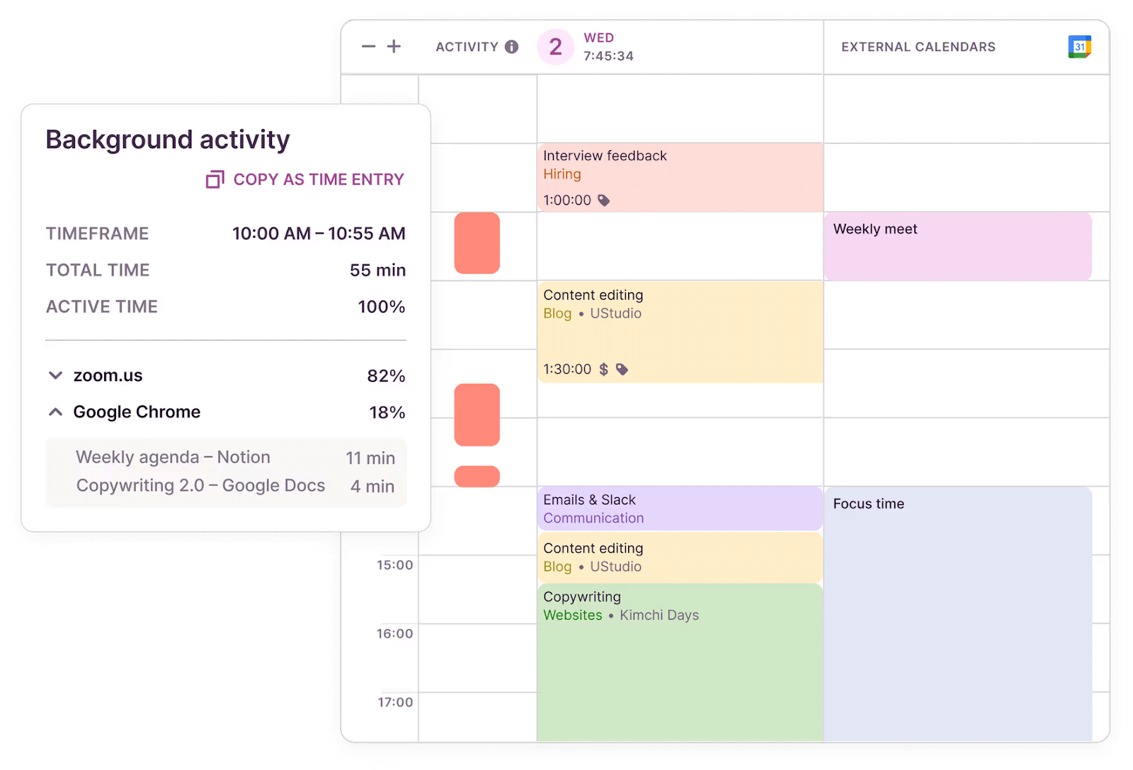 toggl track dasboard