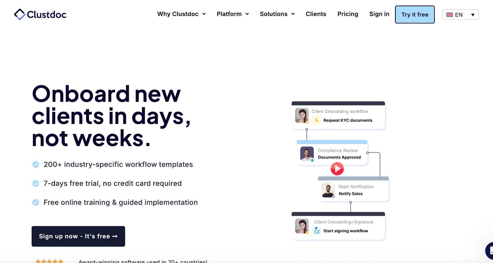 Clustdoc software for onboarding new clients