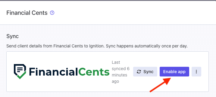 enabling the Financial Cents and Ignition integration