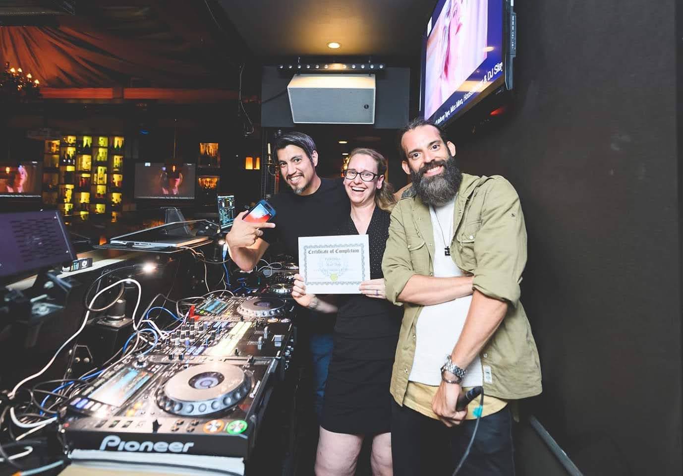 Sarah is a studio with her DJ certificate