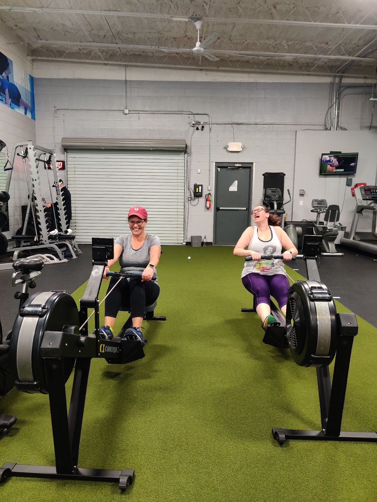 Sarah working out at the gym