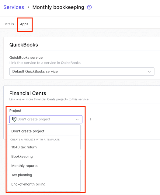 app settings for Financial Cents services