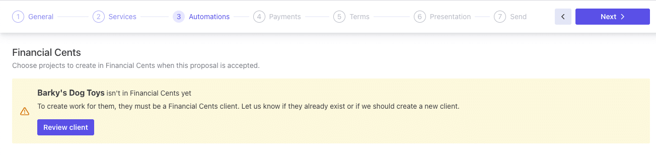 Reviewing clients