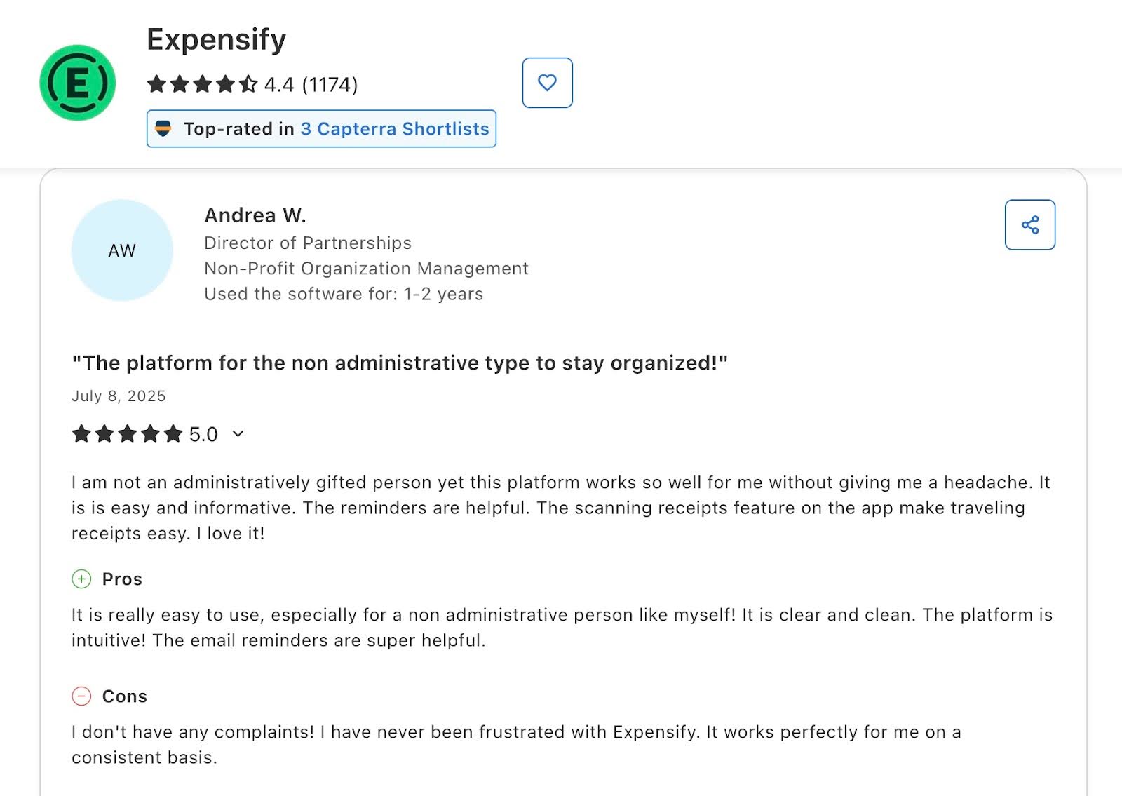 A customer review of expensify