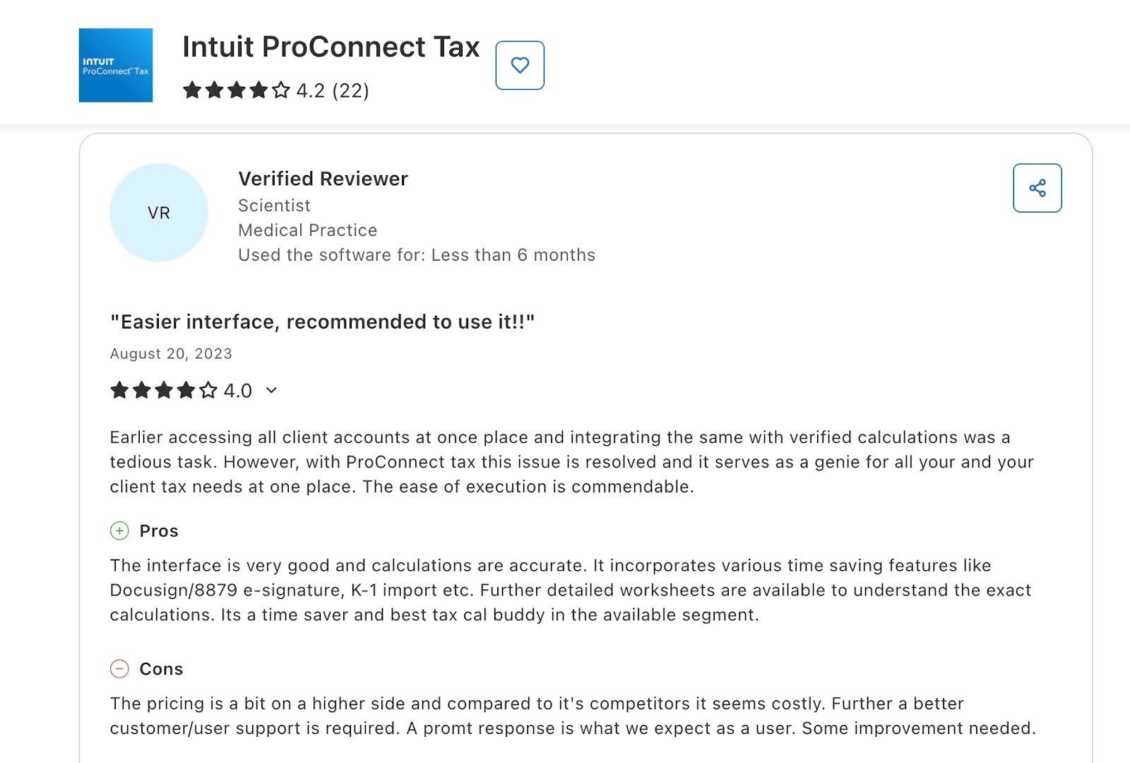 customer review of inutuit proconnect tax