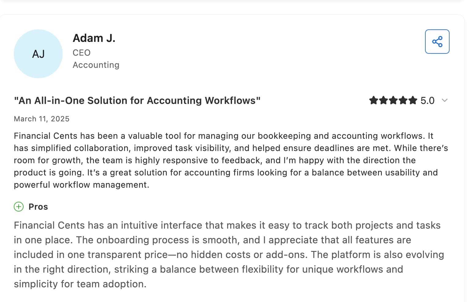 customer review of Financial Cents