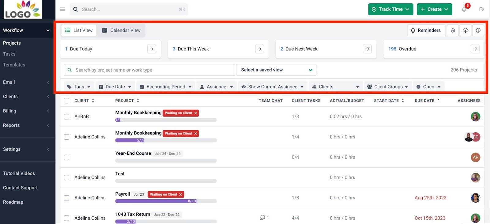 Monitoring due dates in Financial Cents