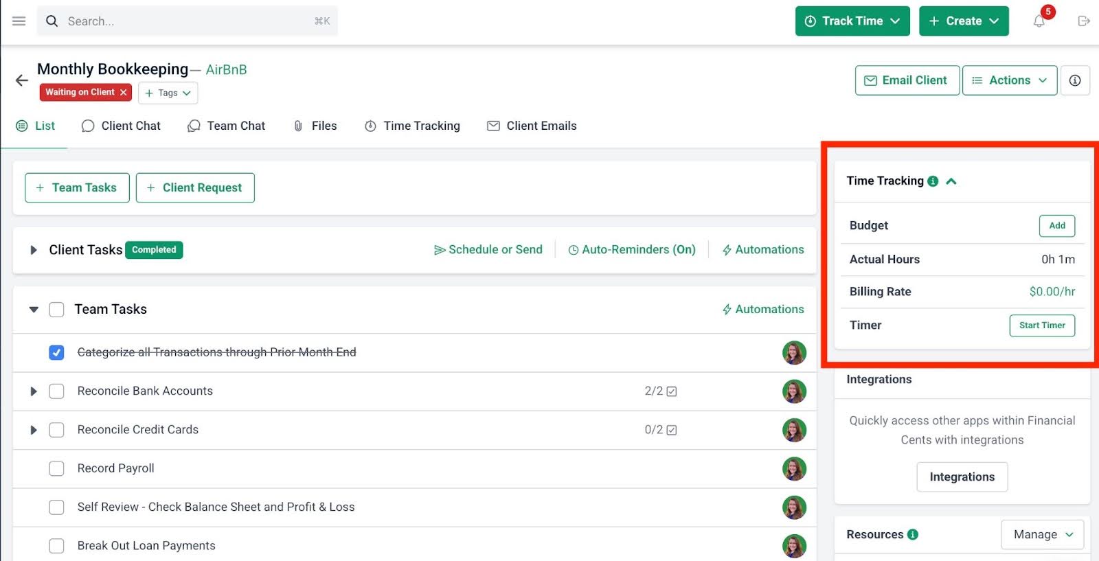 monitoring time spent on a project