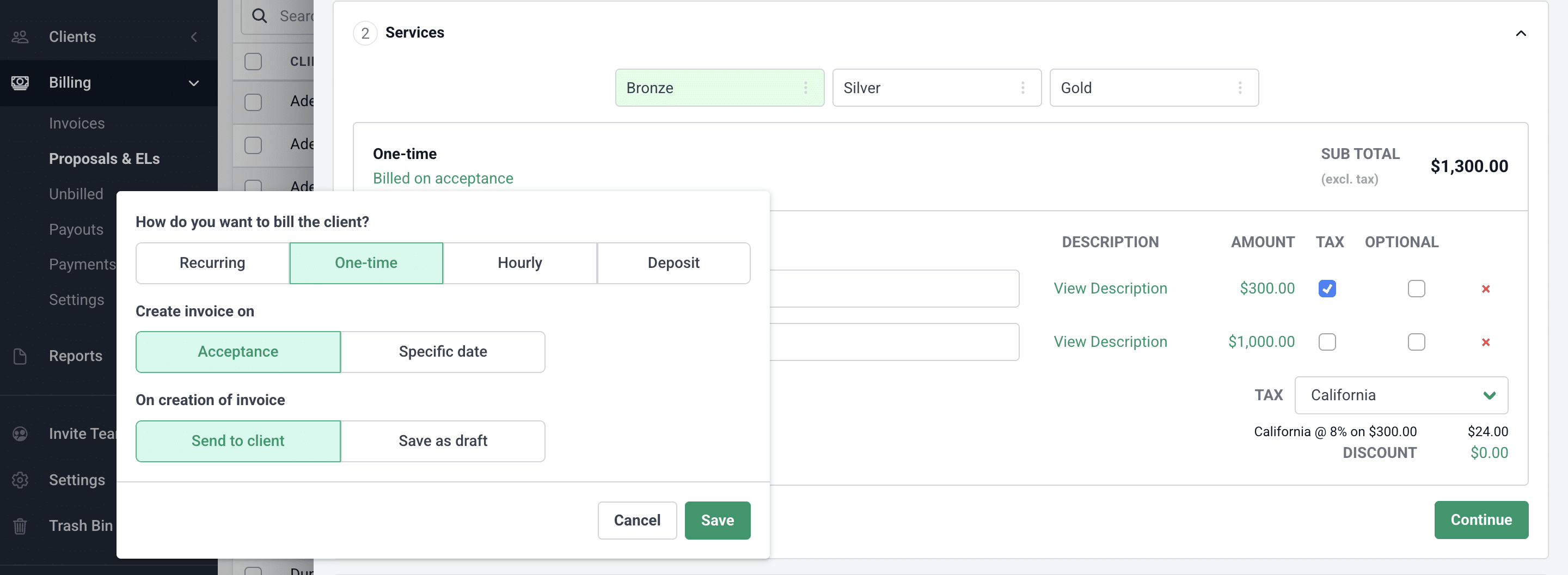 setting up how to bill clients