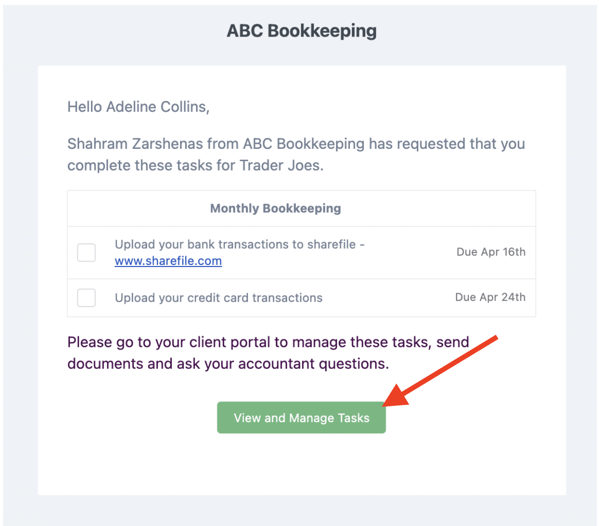 client portal notification for clients