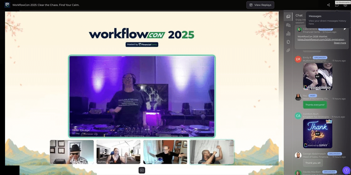 DJ Sarah on the wheel at WorkflowCon 2025 afterparty