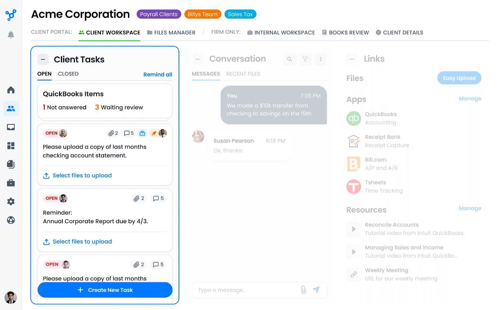 client hub's customer dashboard