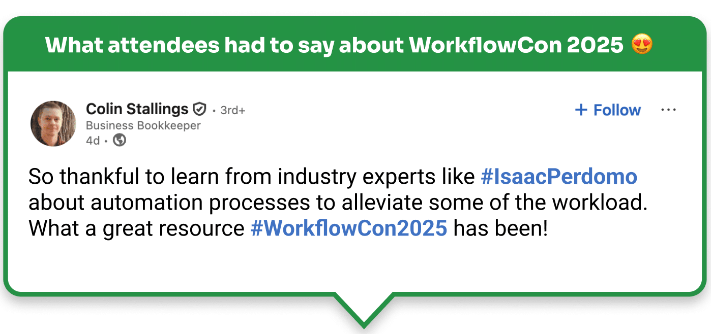 Colin Stallings' Feedback about WorkflowCon 2025