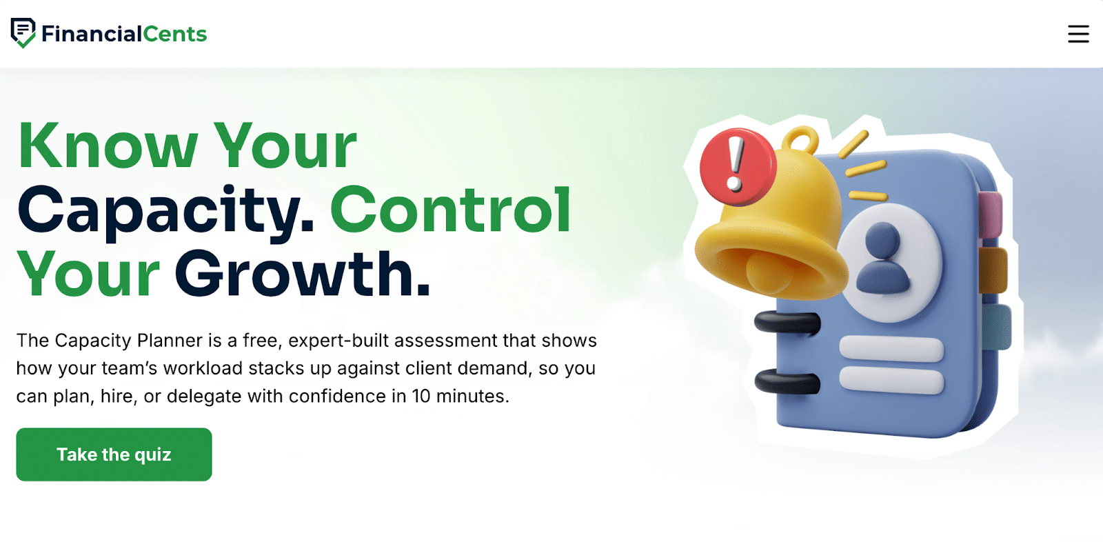 a snapshot of Financial Cents free capacity planner too for accounting firm management