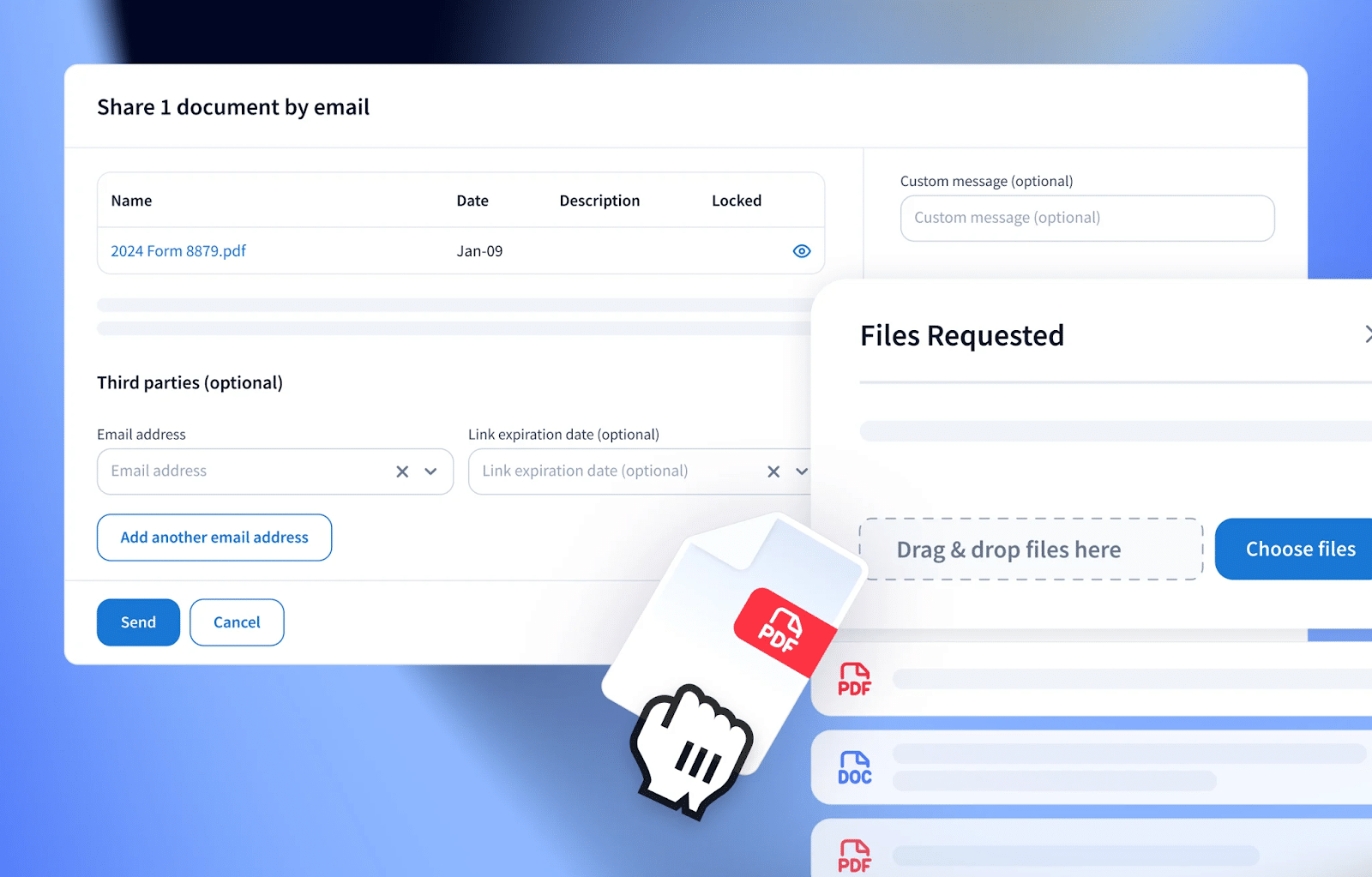 taxdome's document management and client request feature