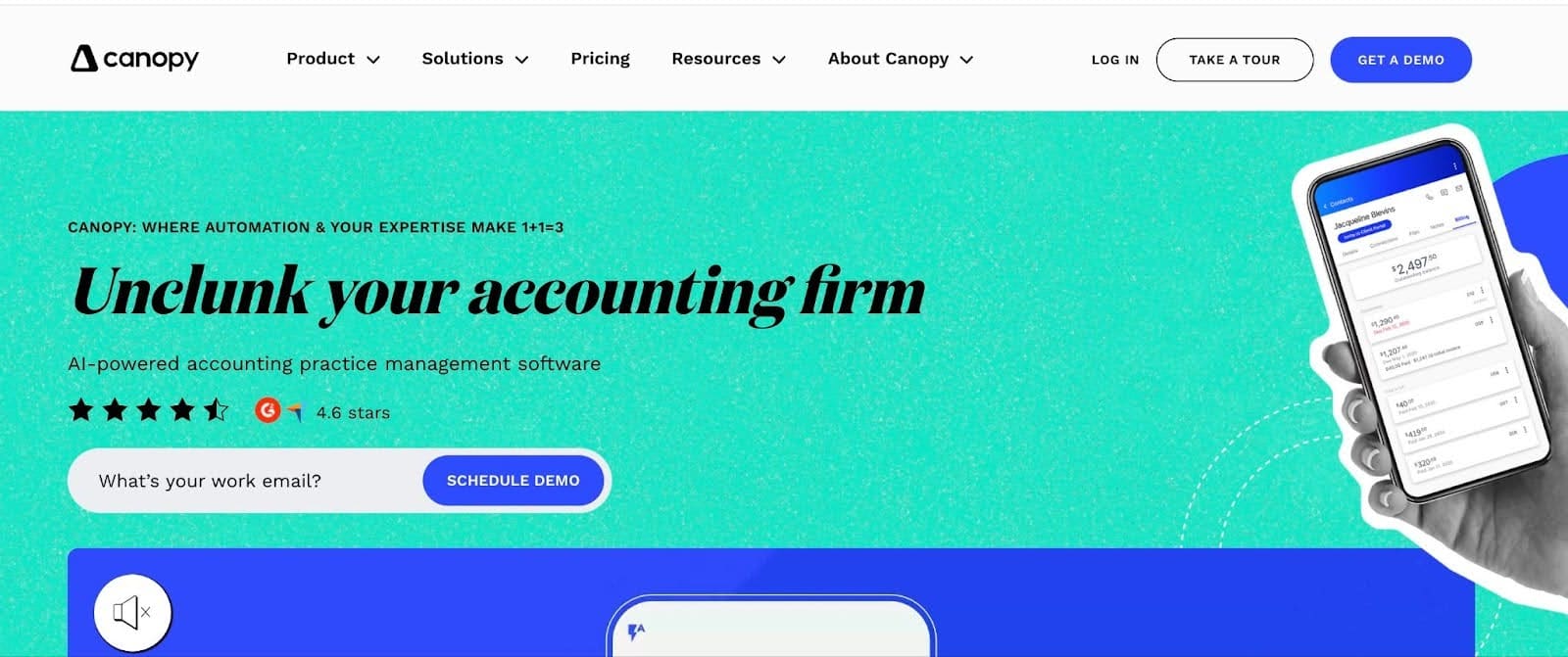 snapshot of Canopy's homepage