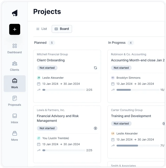 client hub project management dashboard