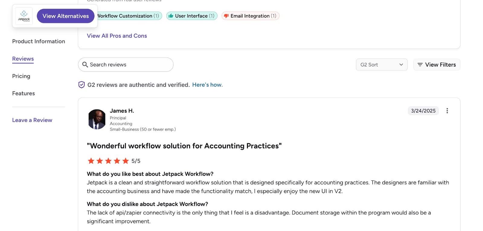 James H. customer review of Jetpack