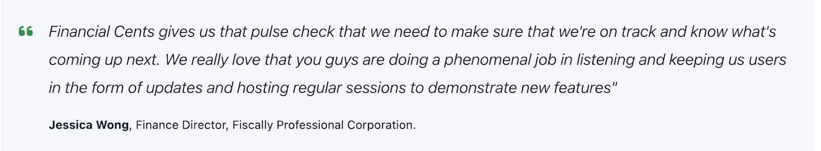 Jessica Wong review of Financial Cents