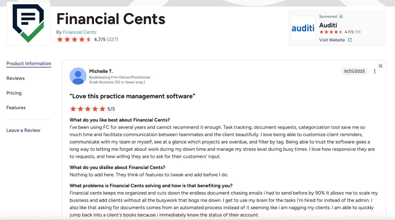 Michelle T. review of Financial Cents