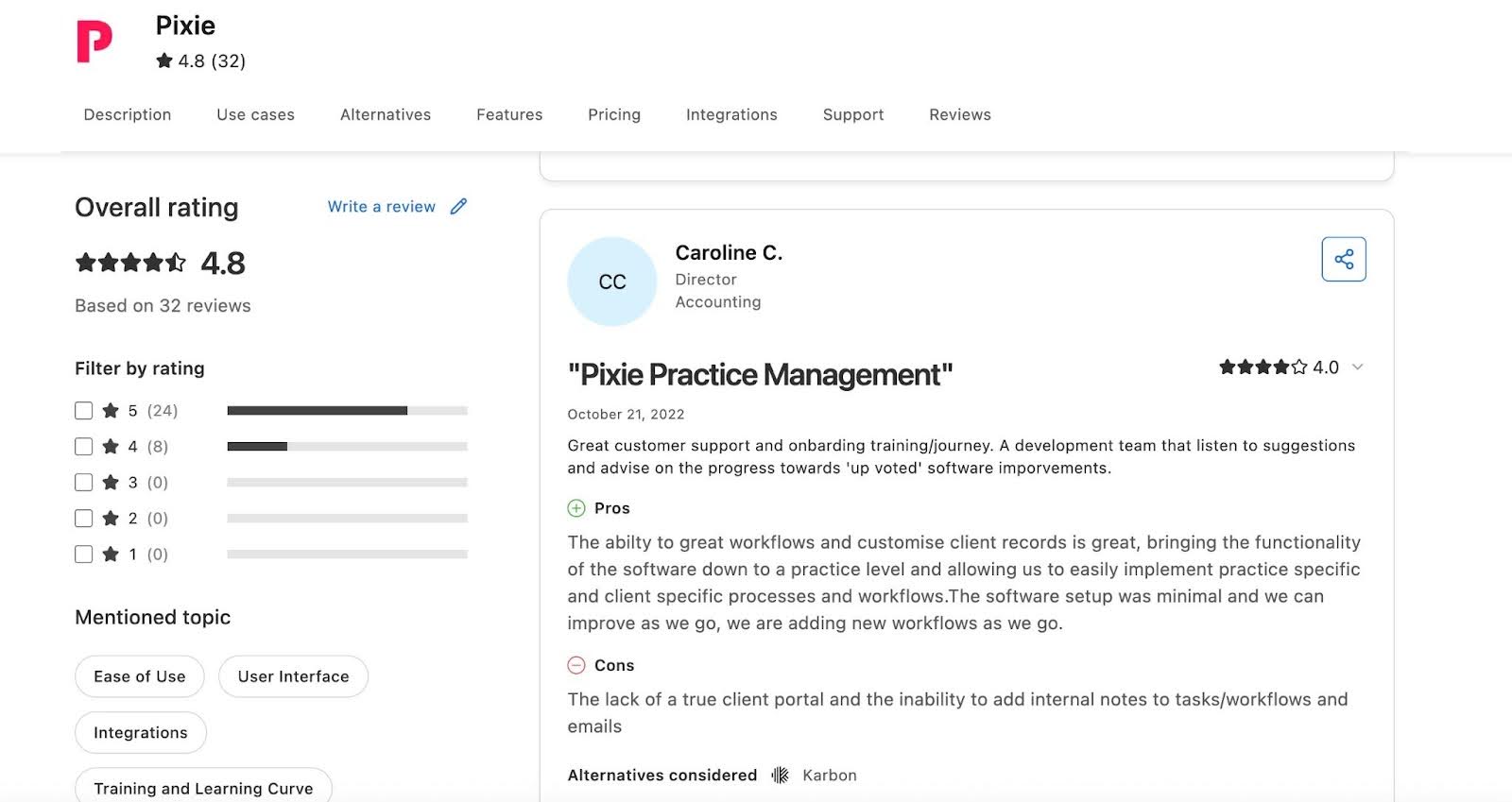 pixie review by Caroline